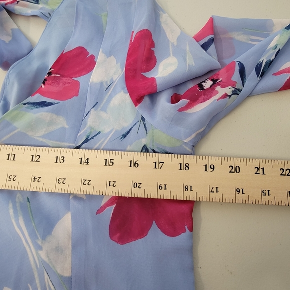 INC International Concepts Size XS Shift Dress Blue Pink Floral Long Sleeve - Picture 3 of 12